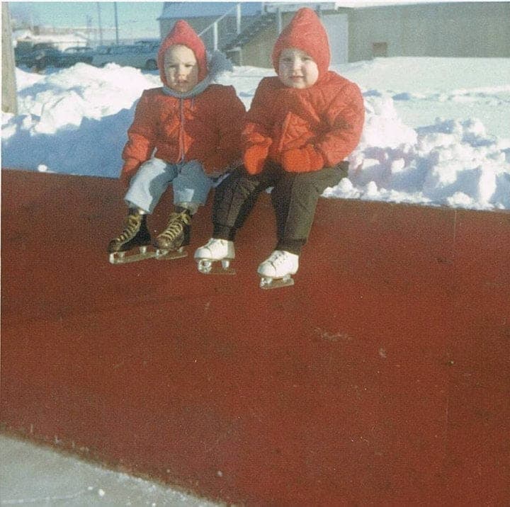 Sandi at two years old skating with Peter Underhill